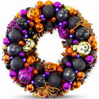 HALLOWEEN WREATH WITH LIGHTS FOR FRONT DOOR – PRE-LIT PUMPKIN, WITCH & GOTHIC PORCH DÉCOR - 1