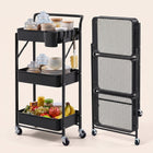 3-Tier Metal Rolling Cart – Foldable or Fixed Pegboard Styles - 1