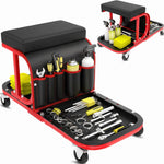 Rolling Mechanic Stool with Tool Tray - Creeper Seat with Wheels for Garage & Shop, Rolling Work Stool with Wheels for Mechanics, Auto Repair Workshop - 1