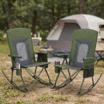 High Back Folding Rocking Camping Chair – Oversized Portable Outdoor Rocker with Cup Holder, Carry Bag & Heavy-Duty Steel Frame - 1