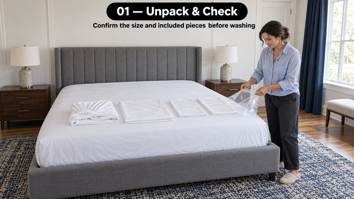 100% Viscose from Bamboo Sheet Set – 300 TC Sateen, Deep Pocket - assembly and setup image 1