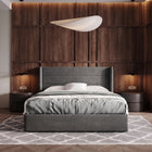 Lift-Up Storage Bed Frame with Upholstered Wingback Headboard - 1