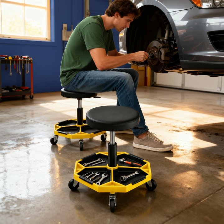 Rolling Mechanic Stool with Removable Magnetic Tool Tray