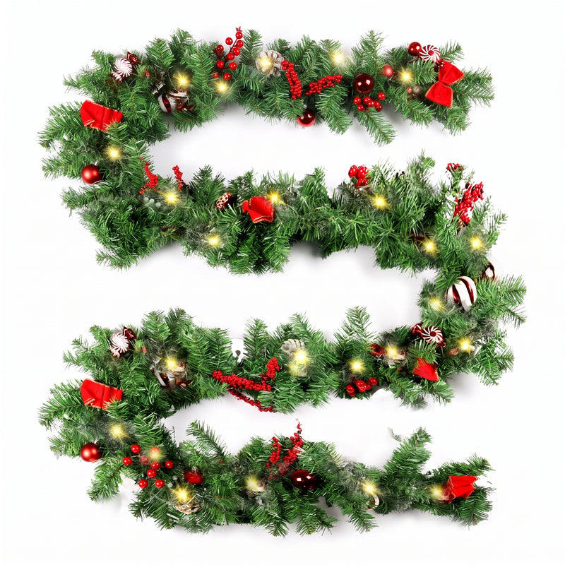 CHRISTMAS GARLAND WITH LIGHTS – PRE-LIT HOLIDAY GREENERY - 1
