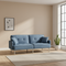 85" Blue Polyester Blend Convertible Futon Sleeper Sofa And Toss Pillows With Silver Legs