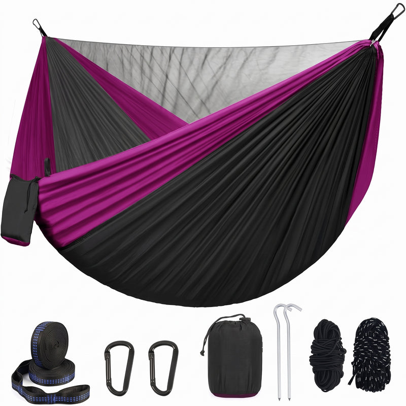 DOUBLE CAMPING HAMMOCK WITH REVERSIBLE BUG NET – 2 PERSON, 660 LB - 1