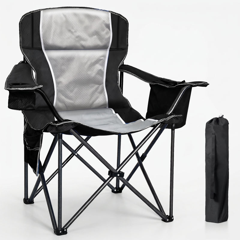 Heavy Duty Portable Folding Camping Chair with Cup Holder & Cooler Pocket - 1