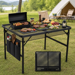 Foldable Camping Table Collapsible Picnic Aluminum Alloy Grill Stand - 1