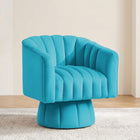 Swivel Accent Chair - Velvet 360° Barrel Chair, Mid-Century Modern Round Armchair for Living Room, Bedroom & Lounge - 1