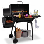 Portable Charcoal Grill with Smoking Function, Foldable Suitcase Design with Wheels, Multi-Tier Storage Rack & Waterproof Cover for Outdoor BBQ Parties - 1