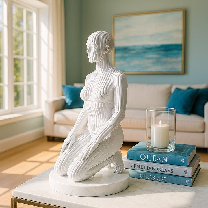 Exclusive Woman Pixel Matte White Sculpture - Premium 14" Contemporary Digital Art Collection