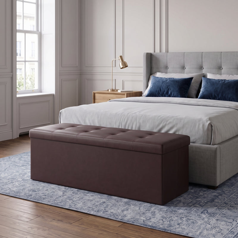 BENCH WITH STORAGE – FOLDING OTTOMAN WITH PADDED SEAT - 1