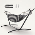 Double Hammock with Stand – Portable, Adjustable & 600lb Capacity for Indoor & Outdoor - 1