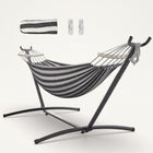 Double Hammock with Stand – Portable, Adjustable & 600lb Capacity for Indoor & Outdoor - 1