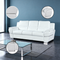 85" White Leather Sofa With Silver Legs