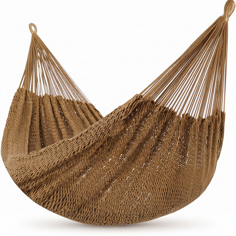 Handwoven Mayan Rope Double Hammock with Tree Straps, Carabiners & Carry Bag - 1