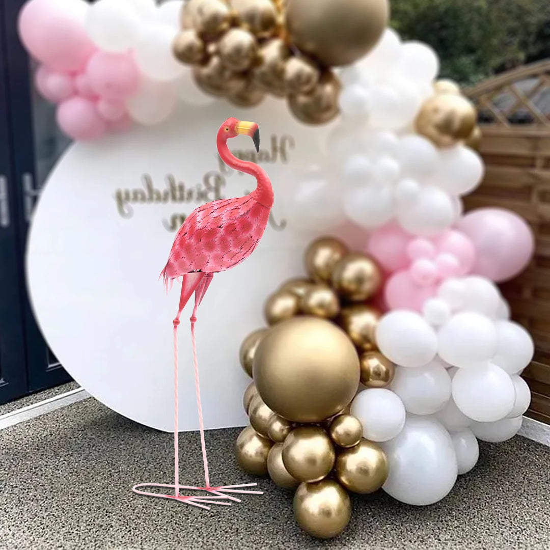 1 Pcs Pink Flamingo Metal Sculpture