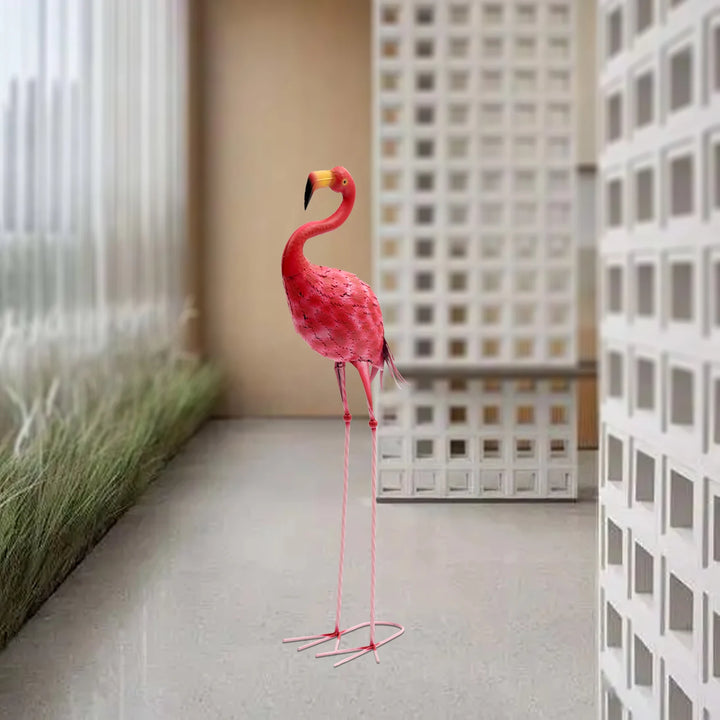 1 Pcs Pink Flamingo Metal Sculpture