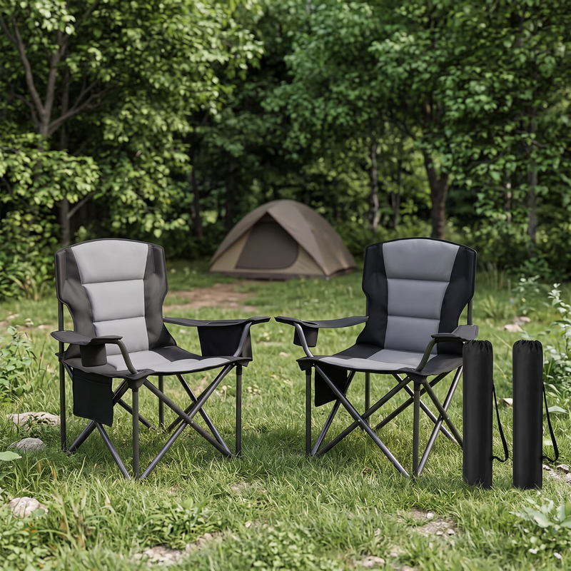 Heavy Duty Camping Chair with Cooler Storage – Single or Twin Pack - 1