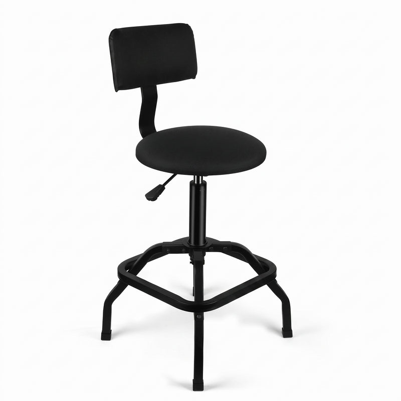 Rolling Mechanic Chair with Backrest and Footrest – Heavy Duty Shop Stool with Wheels, Adjustable Height Swivel Garage Chair - 1