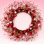 VALENTINE WREATHS FOR FRONT DOOR – HEART & BERRY FLORAL WREATH FOR VALENTINE’S DAY DÉCOR - 1