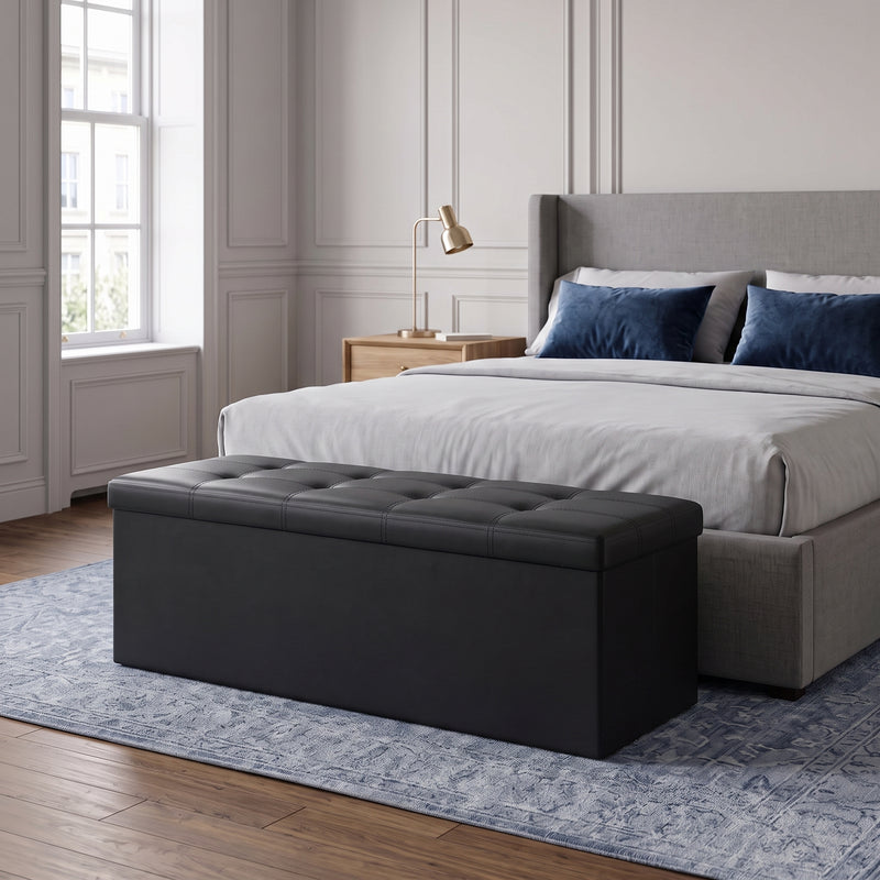 BENCH WITH STORAGE – FOLDING OTTOMAN WITH PADDED SEAT - 1