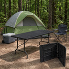 6 FT FOLDING CAMPING TABLE – PORTABLE INDOOR OUTDOOR TABLE WITH WATERPROOF HDPE TOP & CARRY HANDLE - 1