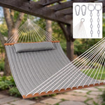 2-Person Quilted Outdoor Hammock 12FT – Double Layer with Pillow & Storage - 1