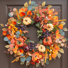 PUMPKIN WREATH FOR FRONT DOOR – FALL FARMHOUSE DÉCOR - 1