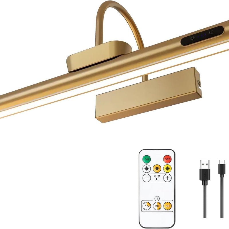 Picture Lights for Wall, Rechargeable Battery Operated LED Gallery Light Bar with Remote & Timer, Dimmable Wireless Wall Sconce for Paintings & Frames - 1
