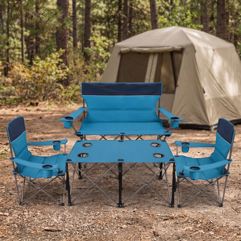 Outdoor 4-Piece Folding Chair and Table Set – Perfect for Camping and Picnics - 1