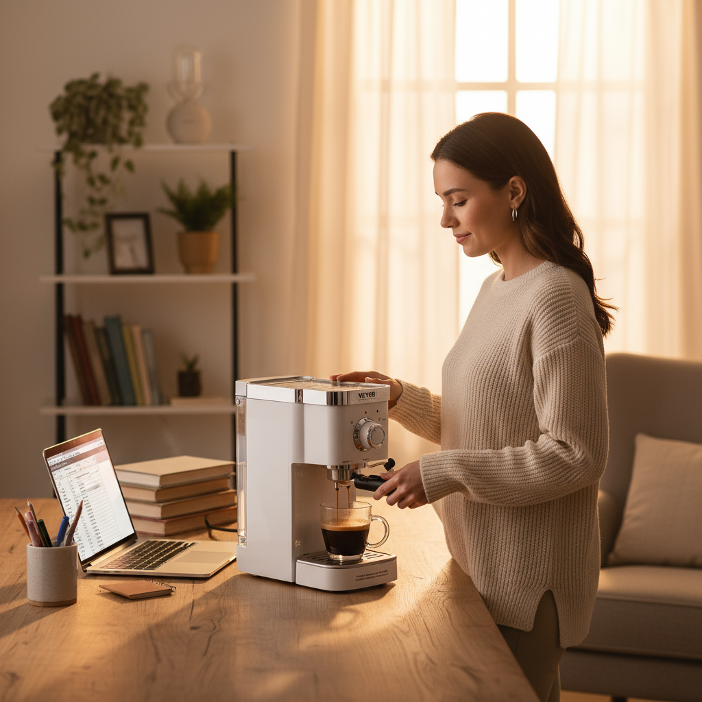 coffee powder + milk foam 2 in 1 semi-automatic coffee machine 20Bar extraction mocha Nestle espresso 1 cup / 2 cup, electronic button powder hammer 51mm touch sensing 1050W steam with foam starter