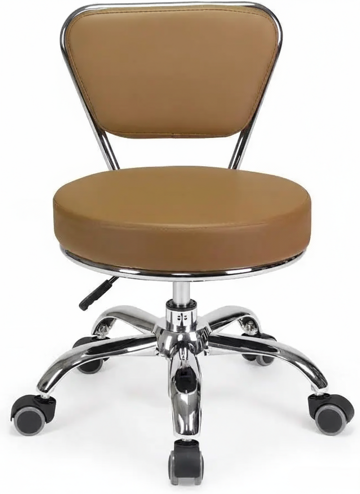Nordic Short Stool Adjustable 13-15 Rolling Pneumatic, Paded Shower Bench Back-Support