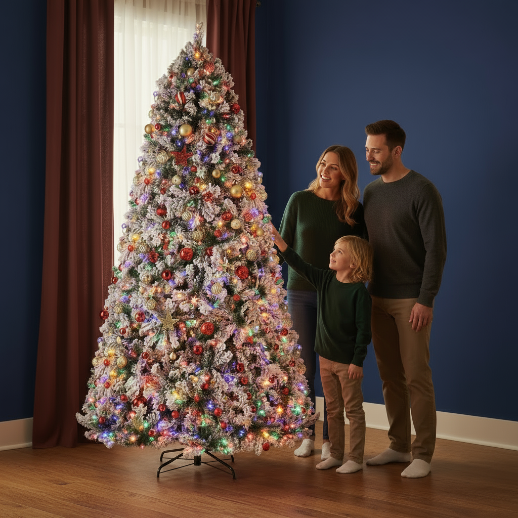 FCH 9ft 2094 Branch Automatic Tree Structure PVC Material Green Flocking 900 Lights Warm Color Four Colors 8 Modes With Remote Control Christmas Tree