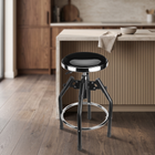 Swivel Bar Stool for Garage & Shop - Backless Counter Stool with Padded Seat, Workbench Stool for Workshop, Single Bar Stool with Chrome Legs - 1