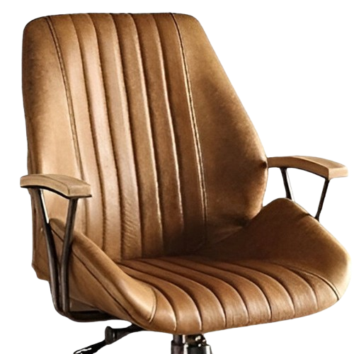 Coffee and Black Adjustable Swivel Faux Leather Rolling Office Chair