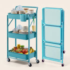 3-Tier Metal Rolling Cart – Foldable or Fixed Pegboard Styles - 1