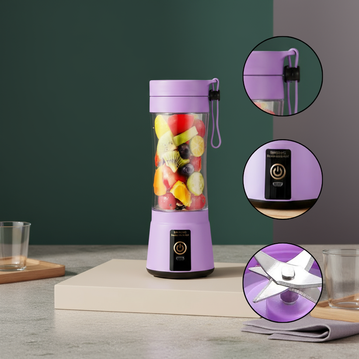1pc 380ML Portable Blender With 6 Blades Rechargeable USB ; Personal Size Blender For Shakes And Smoothies; Traveling Fruit Veggie Juicer Cup