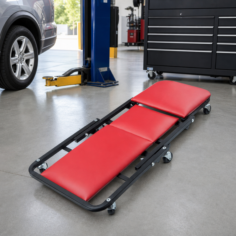 2-in-1 Convertible Z-Creeper Seat - Rolling Mechanic Creeper with Wheels, Under Dash Creeper & Garage Chair for Auto Repair, Low Profile Roller Seat - 1