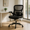Ergonomic Office Chair Home Computer Desk Chair with Lumbar Support Breathable Mesh Seat Flip-Up Armrest Adjustable Height Swivel Rolling Chair Black