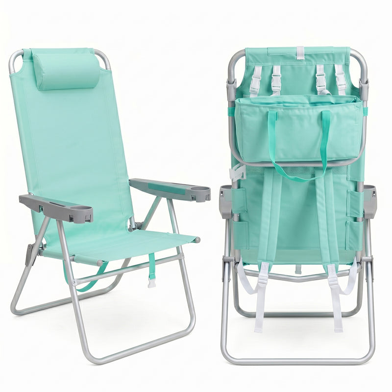 17" Big & Tall Oversized Beach Chairs 2-Pack – Heavy Duty Folding Outdoor Seating - 1