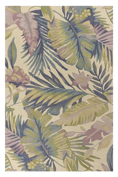 9' X 12' Green Pink And Purple Wool Tropical Botanical Hand Tufted Area Rug