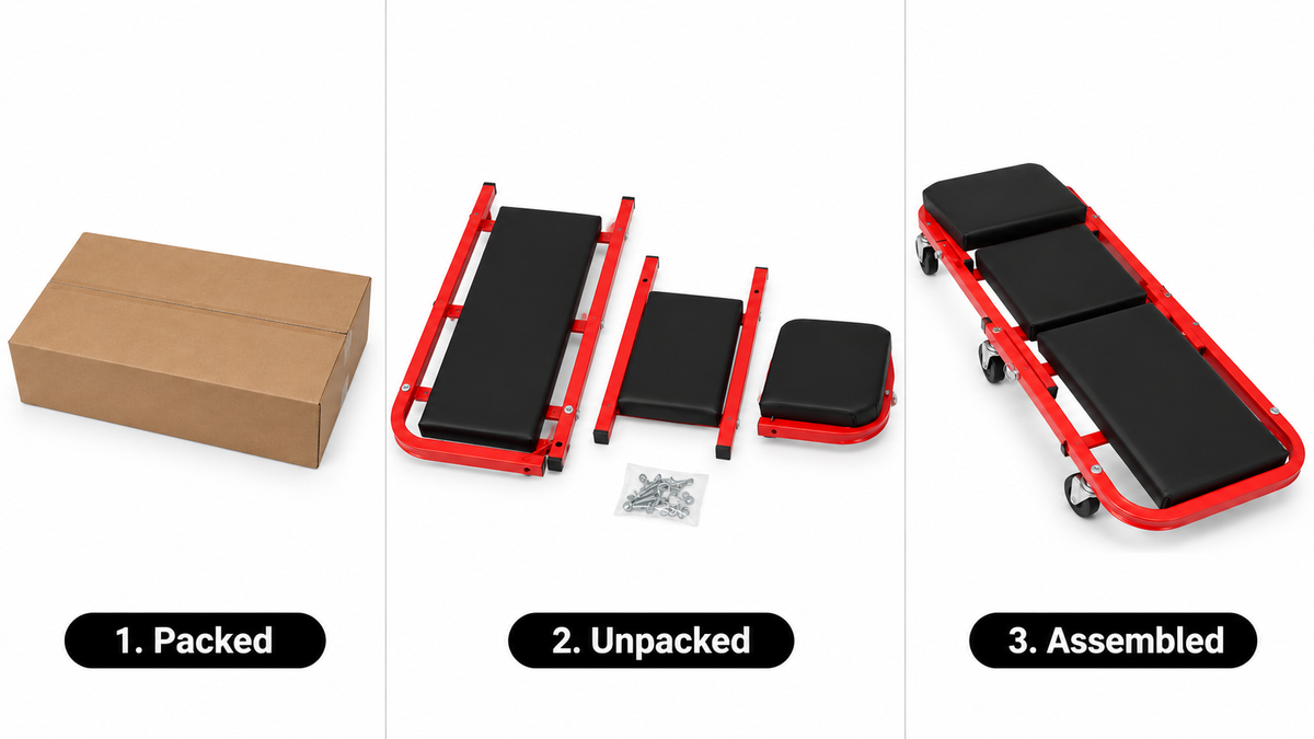 2-in-1 Mechanic Creeper Seat - Folding Z-Creeper, 300-450 lbs - what you get