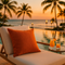 Premium 22" Orange Indoor Outdoor Throw Pillow with Coastal Style Design