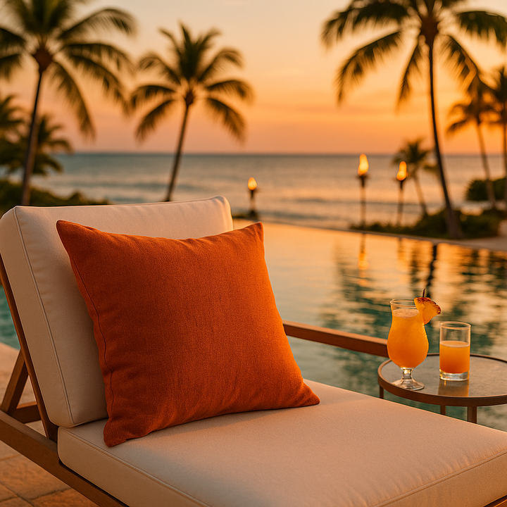 Premium 22" Orange Indoor Outdoor Throw Pillow with Coastal Style Design