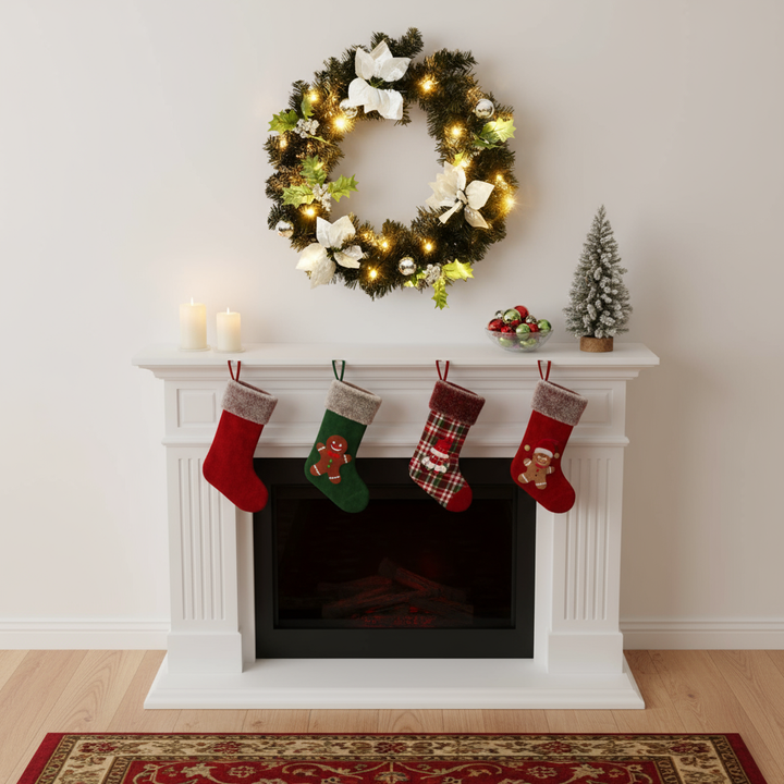 Christmas Wreath with LED Lights Black 23.6" PVC