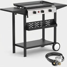2 & 3 BURNER PORTABLE PROPANE FLAT TOP GRIDDLE – 20,000–45,000 BTU OUTDOOR GRIDDLE WITH SIDE SHELVES & CART - 1