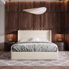 Lift-Up Storage Bed Frame with Upholstered Wingback Headboard - 1