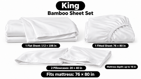 100% Viscose from Bamboo Sheet Set – 300 TC Sateen, Deep Pocket fit and scale thumbnail 1