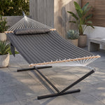 Outdoor Double Hammock with Stand for 2 – Heavy Duty Steel Frame, Pillow Included - 1